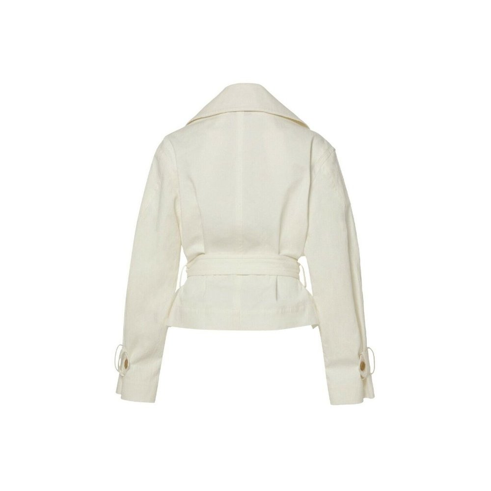 Vince Women's Size L White Belted Cropped Jacket Soft Cotton Long Sleeve NWT 495 - Picture 2 of 12